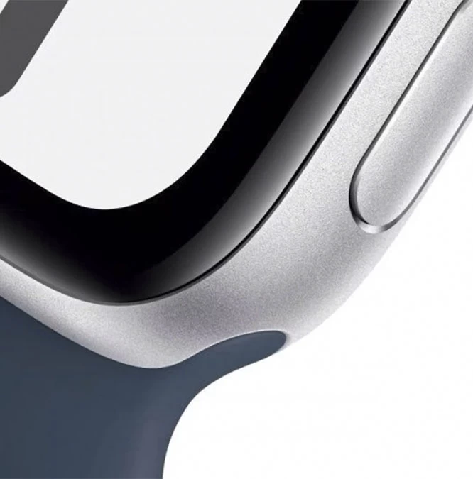 Apple Watch SE 2023, 44 мм, алюминий цвета "серебро", Storm Blue Sport Band, размер S/M (MREC3)