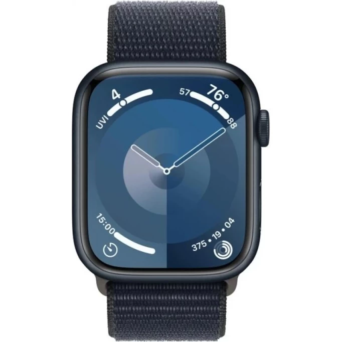 Apple Watch Series 9, 41 мм, алюминий цвета "тёмная ночь", спортивный ремешок "тёмная ночь" (MR8Y3)
