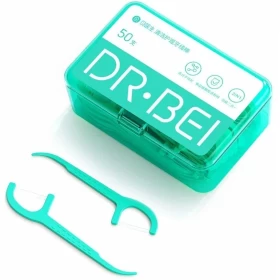 Зубная нить Dr. Bei Dental Floss Pick 50pcs/box FS50, Зелёная