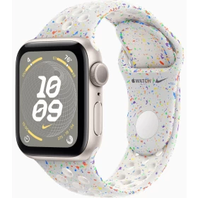 Apple Watch SE 2023, 40 мм, алюминий цвета "сияющая звезда", Pure Platinum Nike Sport Band, размер M/L (MRTQ3)