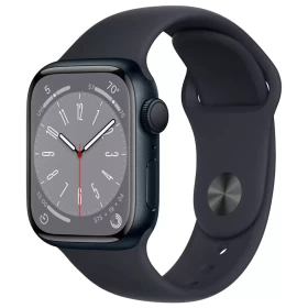 Apple Watch Series 8, 41 мм, алюминий цвета "тёмная ночь", спортивный ремешок "чёрный" (MNP53) (Уценённый товар)
