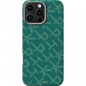 Накладка Pitaka для iPhone 16 Pro Max Monogram PTK Tactile Woven, Зелено-золотой (KI1601PTKP)