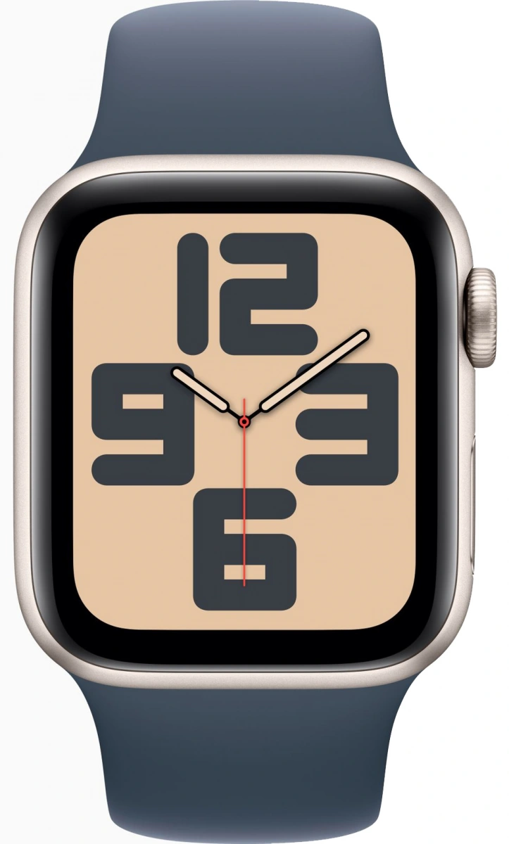 Apple Watch SE 2023, 40 мм, алюминий цвета "сияющая звезда", Storm Blue Sport Band, размер M/L (MRTQ3). Фото 2