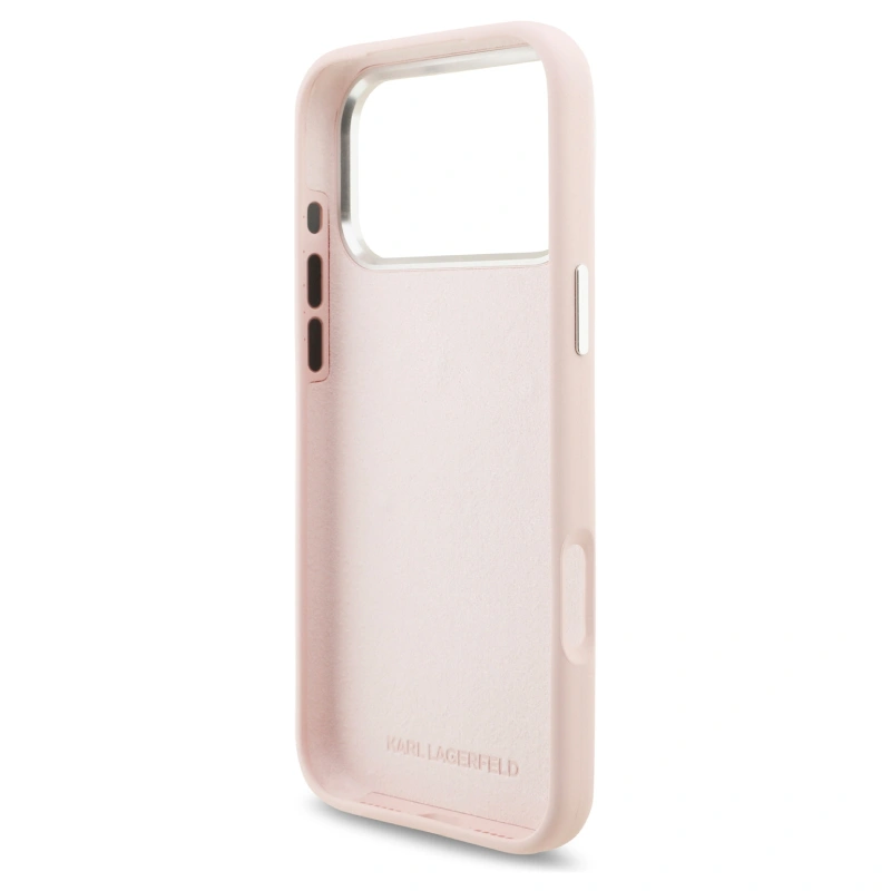 Накладка Lagerfeld для iPhone 17 Pro Max Liquid Silicone Initials Metal Logo & Camera Hard, Pink (KLHCP17XSMCKLMCLP). Фото 7
