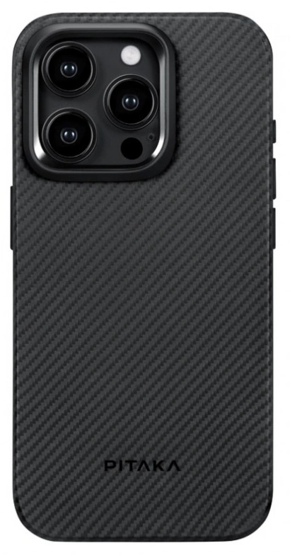 Накладка противоударная Pitaka MagEZ Case Pro 4 для iPhone 15 Pro Max, Чёрно-серая, арамид (KI1501PMPA). Фото 1