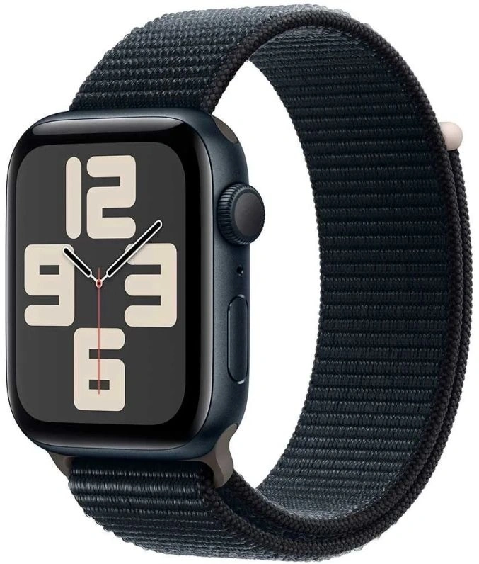 Apple Watch SE 2023, 44 мм, алюминий цвета "тёмная ночь", Midnight Sport Loop (MREA3). Фото 1