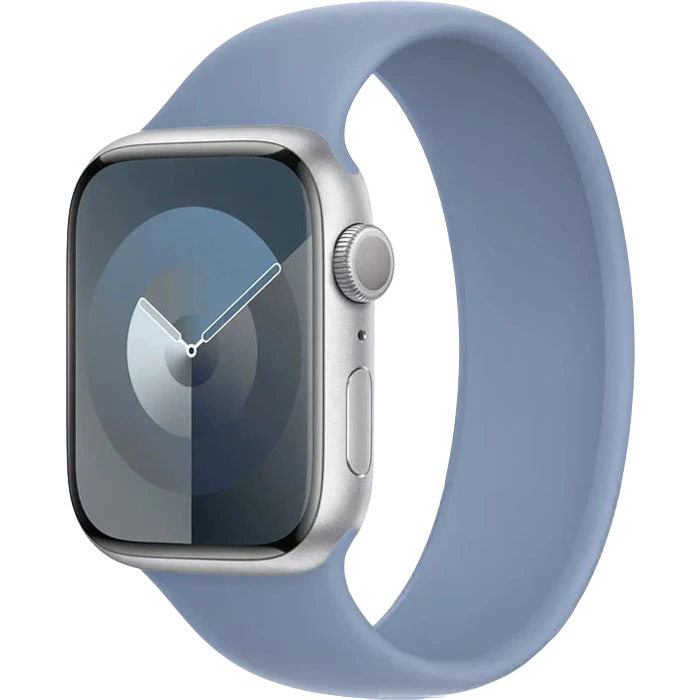 Apple Watch Series 9, 41 мм, серебристый алюминий, Winter Blue Solo Loop (MR9M3). Фото 1