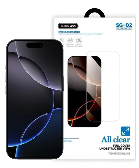 Защитное стекло SupGlass для iPhone 16 Pro Tempered Glass Super Hardness All clear 3D SG-02, Безрамочное. Фото 1