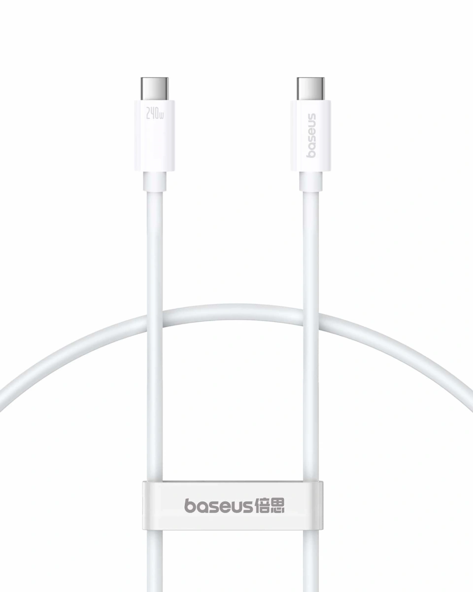 Кабель Baseus Superior Series 2 USB4 Full-Function Fast Charging Cable Type-C to Type-C 240W 1м, Белый (P10365200211-02). Фото 1