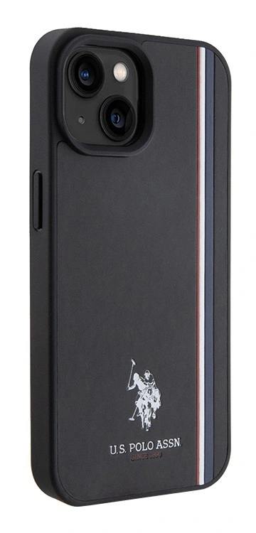 Накладка U.S. Polo Assn. для iPhone 15 PU Double horse logo and Tricolor line Hard, Black (USHCP15SSCOK). Фото 2