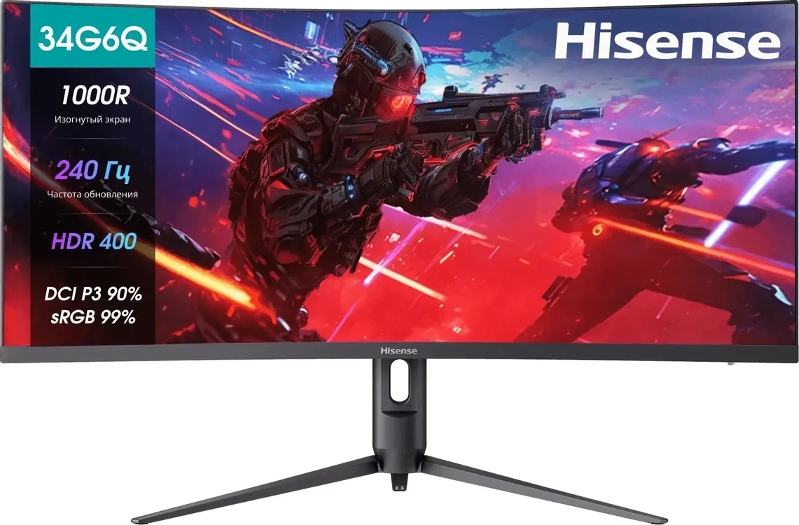 Монитор Hisense 34G6Q PRO 240Гц 3K VA 34", Чёрный. Фото 1