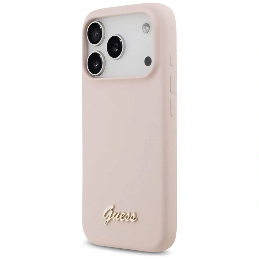 Накладка Guess для iPhone 17 Pro Liquid silicone Gold metal logo (MagSafe), Hard Pink (GUHMP17LSMBSLP). Фото 2