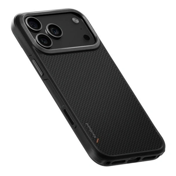 Накладка Uniq KEVA Aramid Fiber MagSafe для iPhone 17 Pro, Carbon Black (IP6.3P(2025)-KEVAMCBLK). Фото 3