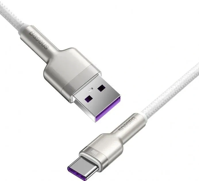 Кабель Baseus Cafule Series Metal Data Cable USB to Type-C 66W 2м, Белый (CAKF000202). Фото 2