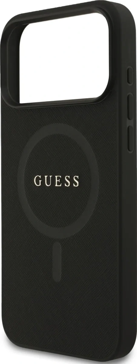 Накладка Guess для iPhone 17 Pro PU Saffiano with Classic metal logo (MagSafe), Hard Black (GUHMP17LPSAHMCK). Фото 6