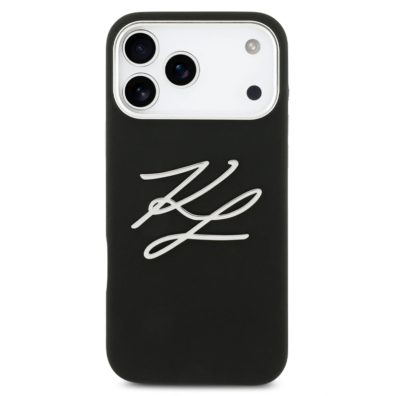 Накладка Lagerfeld для iPhone 17 Pro Max Liquid Silicone Initials Metal Logo & Camera Hard, Black (KLHCP17XSMCKLMCLK). Фото 1