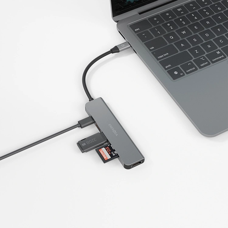 Хаб EnergEA AluHUB HD PRO2 6-in-1 Superspeed Aluminium USB-C 60W, Gunmetal (HUB-HD3-GUN). Фото 4