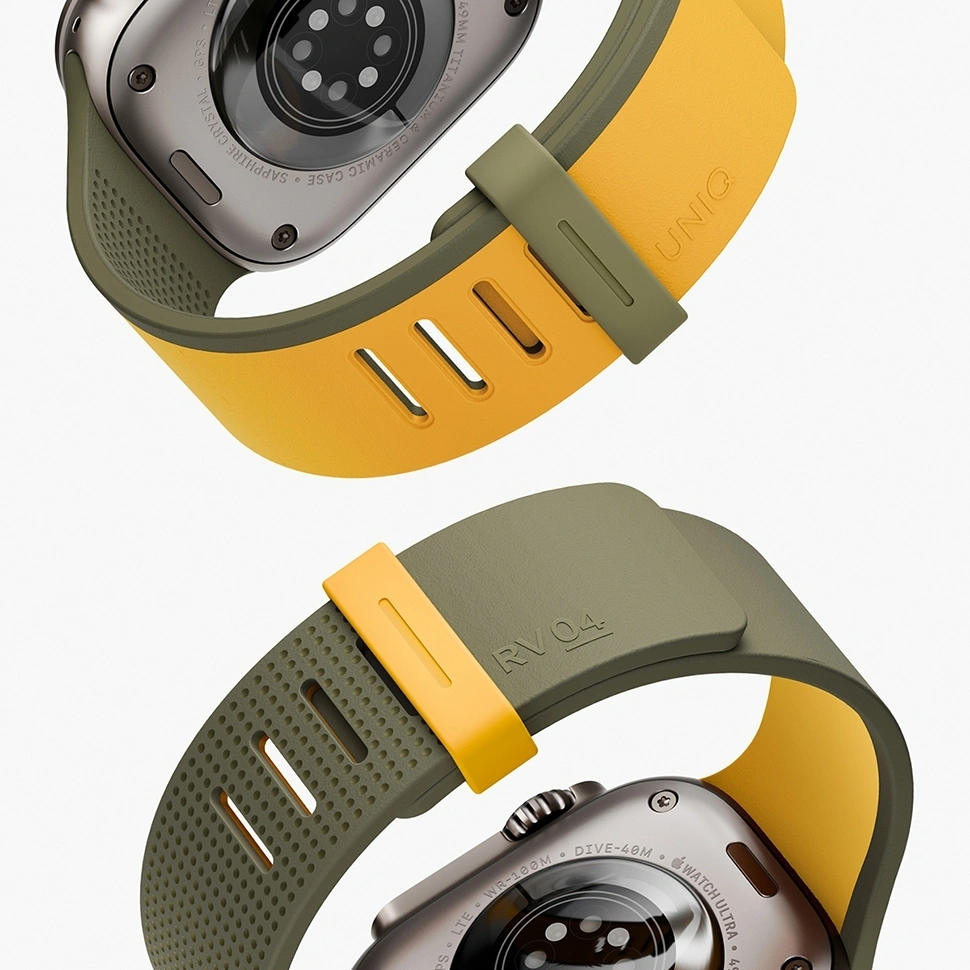 Ремешок Uniq для Apple Watch 44/45/49мм Revix IV reversible Magnetic, Canary Yellow/Deep Forrest (49MM-REV4CYELDFST). Фото 4