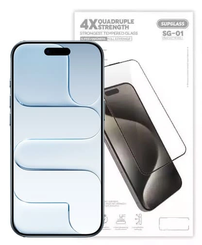 Защитное стекло SupGlass для iPhone 17 Air Strongest Tempered Glass 3D SG-01, Чёрное. Фото 1