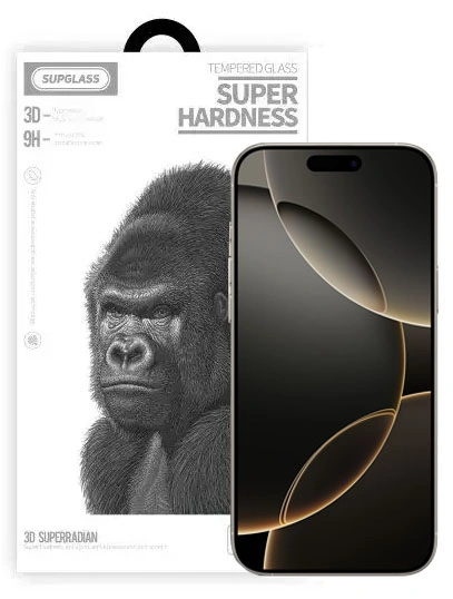 Защитное стекло SupGlass для iPhone 16 Pro 3D XC-11, Чёрное. Фото 1