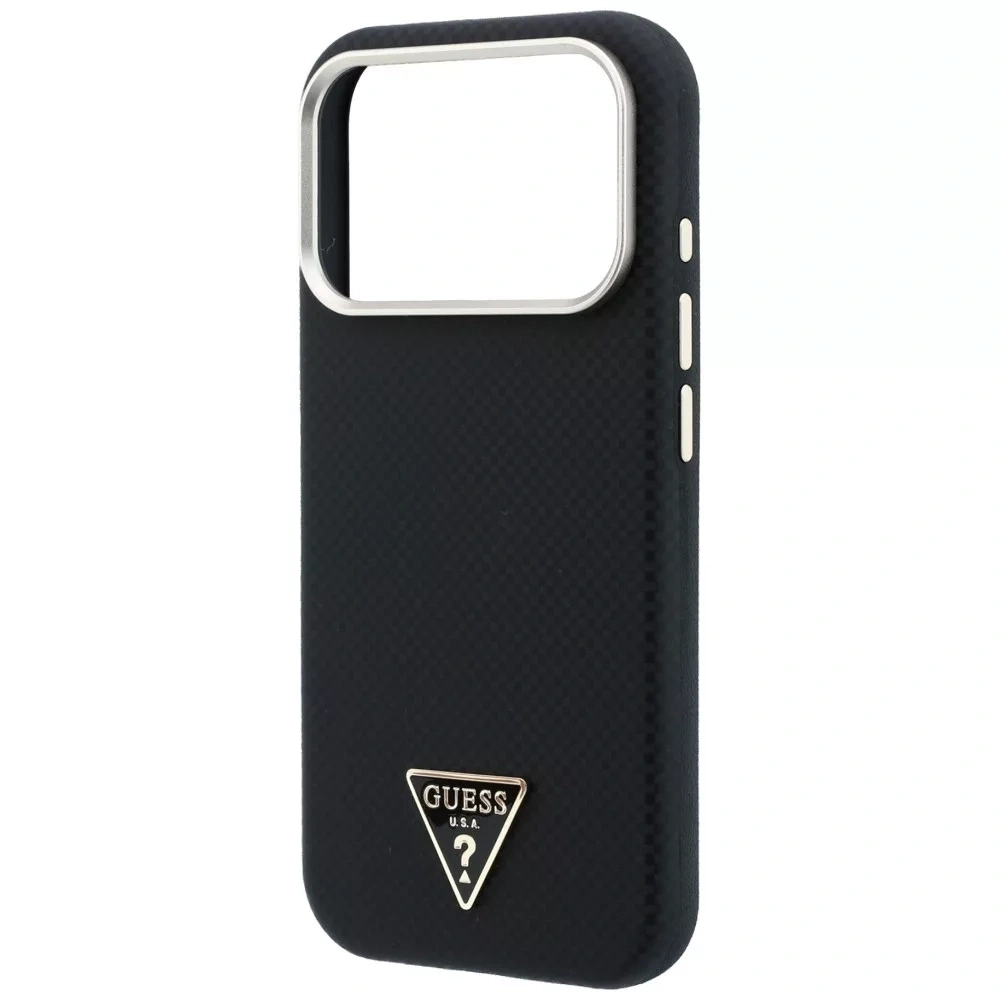 Накладка Guess для iPhone 18 Pro Max / 17 Pro Max PU Carbon SW Triangle Met logo&Cam Hard (MagSafe), Black (GUHMP18X6PWKSGTK). Фото 5