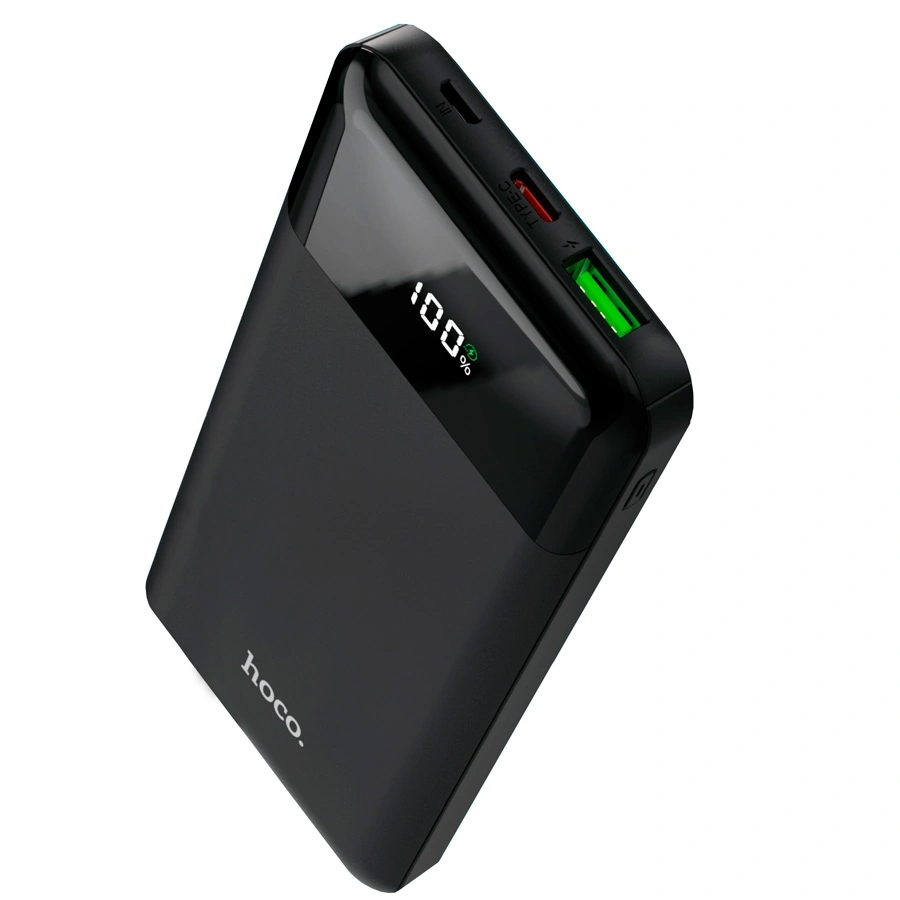 Внешний аккумулятор Hoco J102 Cool Figure 10000mAh, 1xUSB, 1xUSB-C, 3А, QC3.0, PD20W, LED, Li-Pol, Чёрный. Фото 1