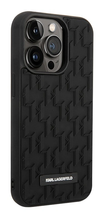 Накладка Lagerfeld для iPhone 15 Pro 3D Rubber Monogram Metal logo Hard, Black (KLHCP15LRUPKLPK). Фото 2