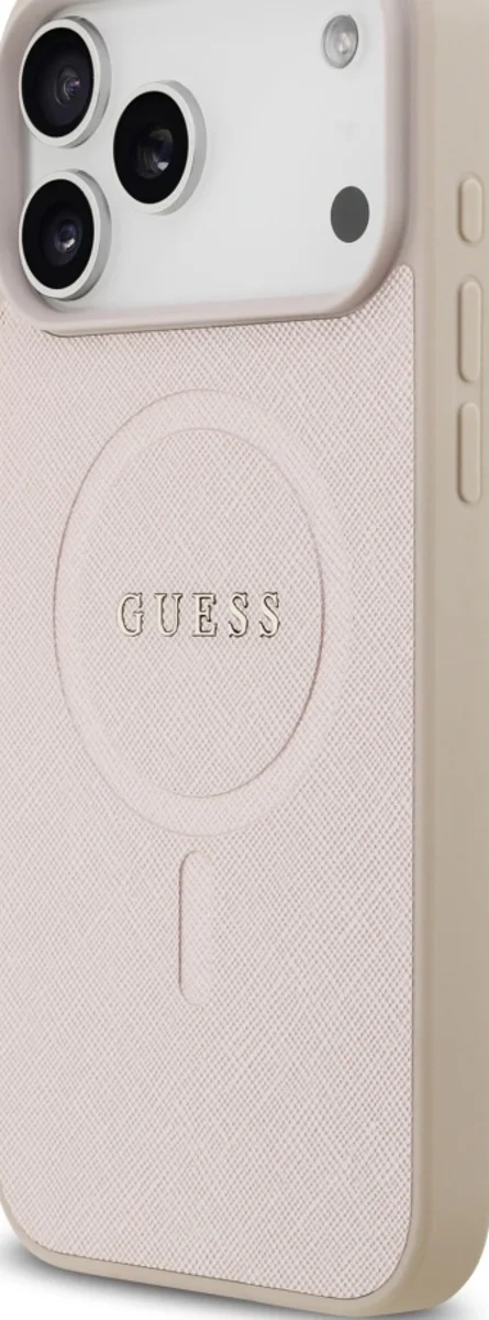 Накладка Guess для iPhone 17 Pro PU Saffiano with Classic metal logo (MagSafe), Hard Pink (GUHMP17LPSAHMCP). Фото 2