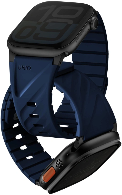 Ремешок Uniq FLUO Silicone Rubber для Apple Watch 44/45/49мм, Marine Blue (49-40MM-FLUOMBLU). Фото 1