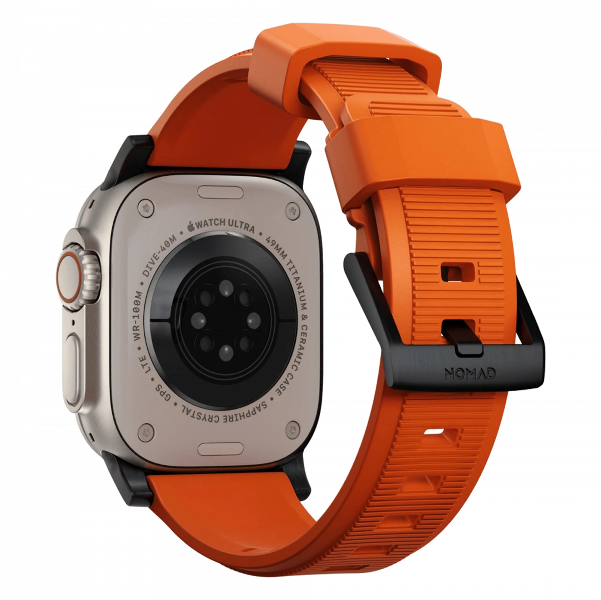 Ремешок Nomad Rugged Band для Apple Watch 42/44/45/49мм, Black/Ultra Orange (NM01217985). Фото 3