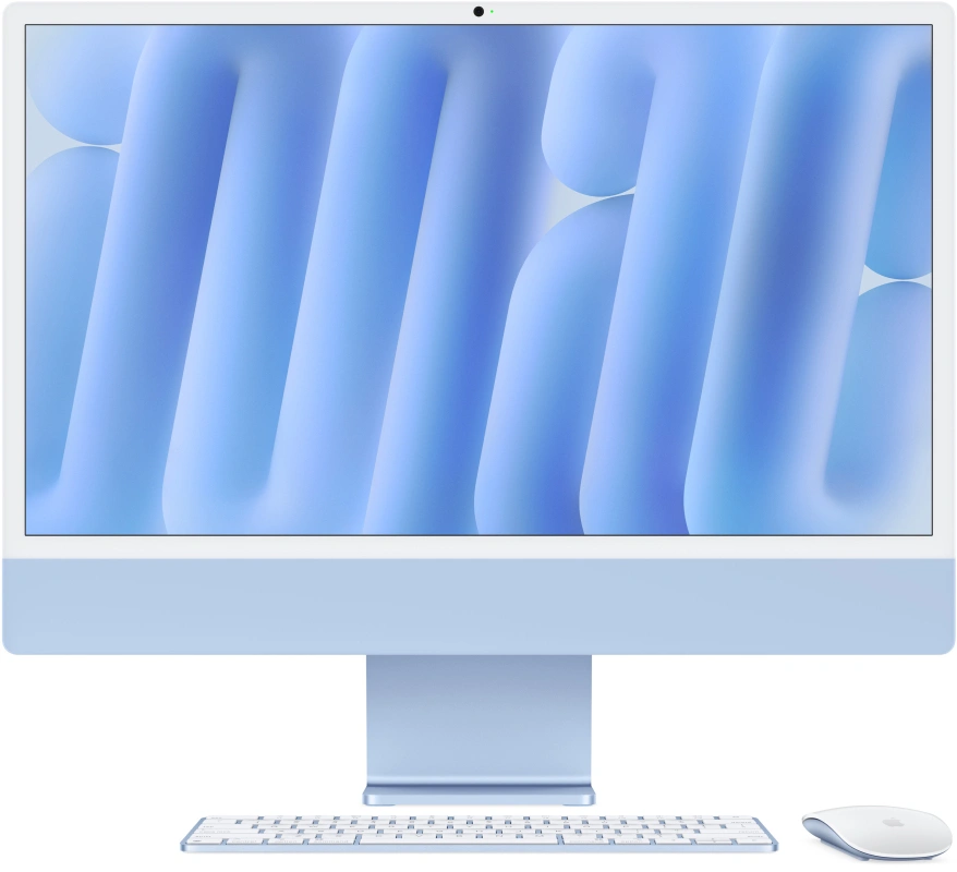 Apple iMac 24" Retina 4,5K, (MWV13RU/A) (M4, 10C CPU, 10C GPU, 16 ГБ, 256 ГБ SSD, 2024), Blue. Фото 1