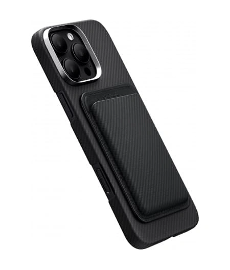 Магнитный бумажник Pitaka MagSafe Woven Wallet, Чёрный/Серый (MWW2401). Фото 2