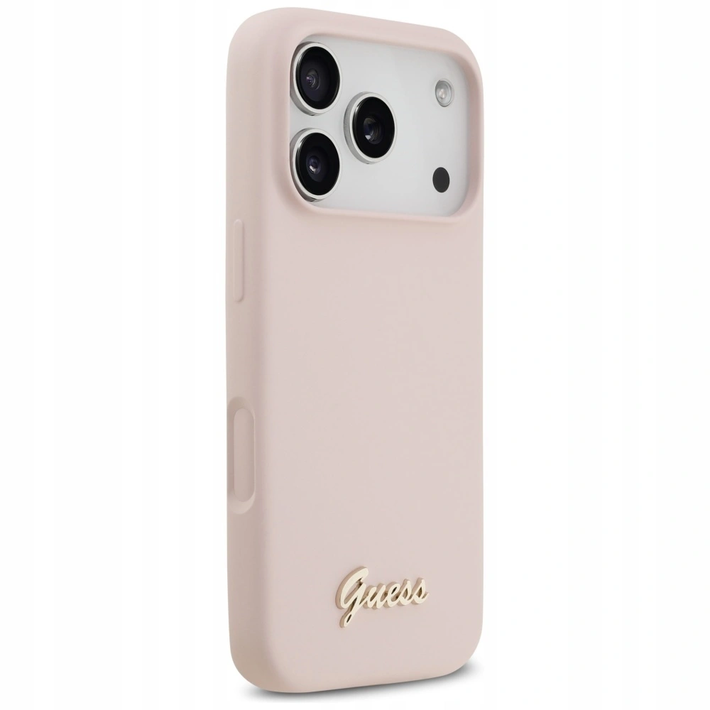 Накладка Guess для iPhone 17 Pro Liquid silicone Gold metal logo (MagSafe), Hard Pink (GUHMP17LSMBSLP). Фото 3