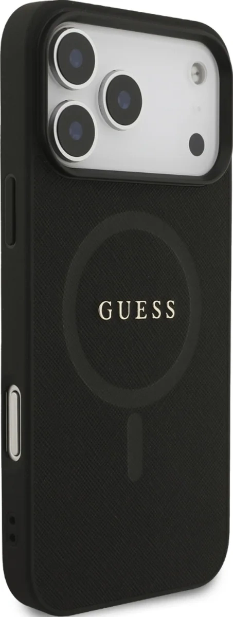 Накладка Guess для iPhone 17 Pro PU Saffiano with Classic metal logo (MagSafe), Hard Black (GUHMP17LPSAHMCK). Фото 4