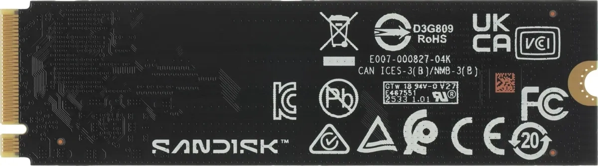 SSD накопитель WD Blue SN5100 1ТБ, M.2 2280, PCIe 4.0 x4, NVMe, M.2 (WDS100T5B0E). Фото 2
