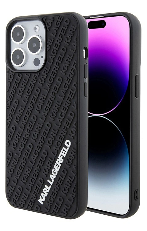 Накладка Lagerfeld для iPhone 15 Pro 3D Rubber Multi Logo Hard, Black (KLHCP15L3DMKRLK). Фото 1