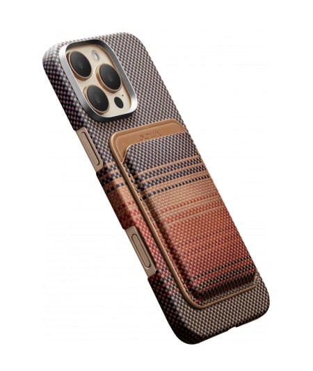 Магнитный бумажник Pitaka MagSafe Woven Wallet, Закат (MWW2402). Фото 2