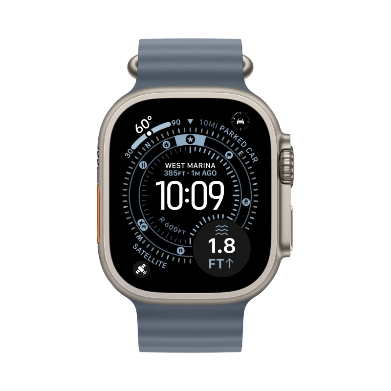 Apple Watch Ultra 3 (2025) GPS+Cellular 49mm, Natural Titanium ремешок "Anchor Blue Ocean Band" один размер 130-200 mm (MEWH4). Фото 2
