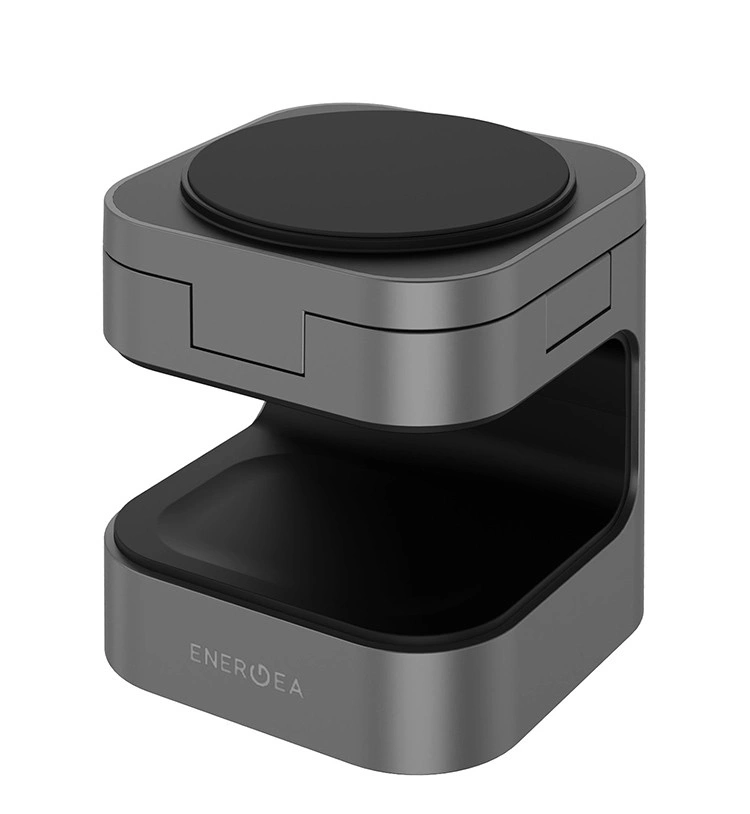 Беспроводная зарядная станция EnergEA MagCube 3-in-1 Magnetic Foldable wireless 15W Qi2.0 + TWS + MFW, Бронза (MAG-CUBE-GUN). Фото 4