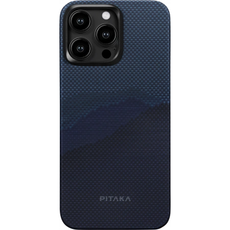 Накладка противоударная Pitaka MagEZ Case 4 Over The Horizon для iPhone 15 Pro, Чёрно-синий, арамид (KI1501POTH). Фото 1