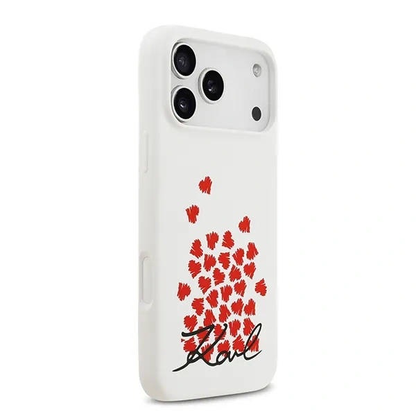 Накладка Lagerfeld для iPhone 17 Pro Max Liquid Silicone Hearts Hard (MagSafe), White (KLHMP17XSMHBKSOH). Фото 4
