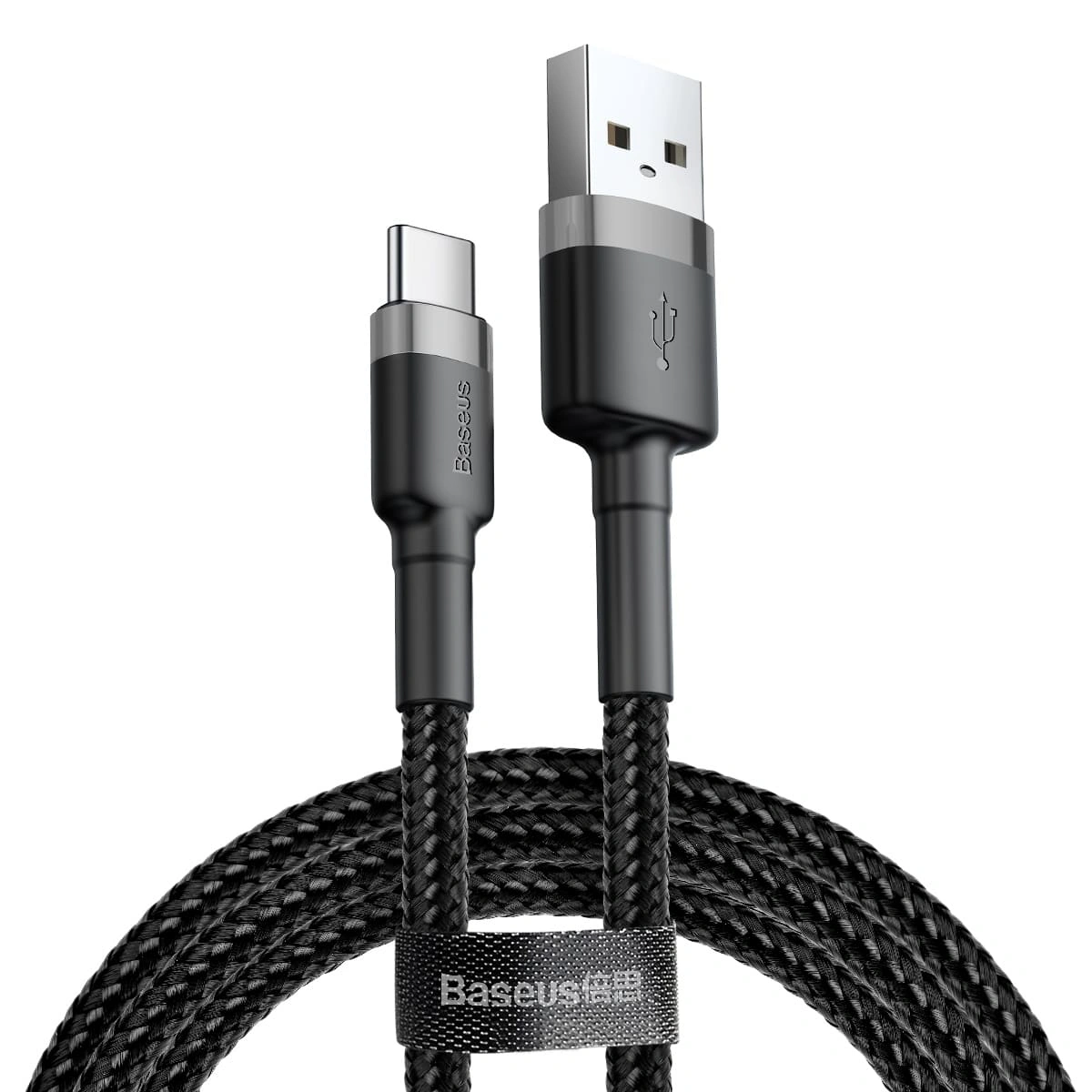Кабель Baseus Cafule Cable USB For Type-C QC3.0 3A 0.5м, Чёрный (CATKLF-AG1). Фото 1
