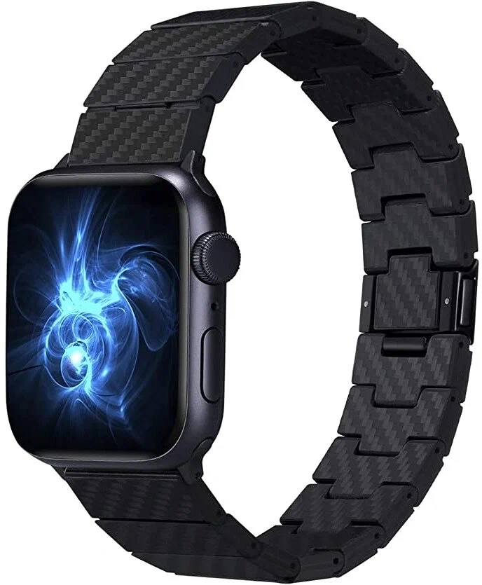 Браслет карбоновый Pitaka Modern для Apple Watch 44/45/46/49мм, Чёрный (AWB1003). Фото 1
