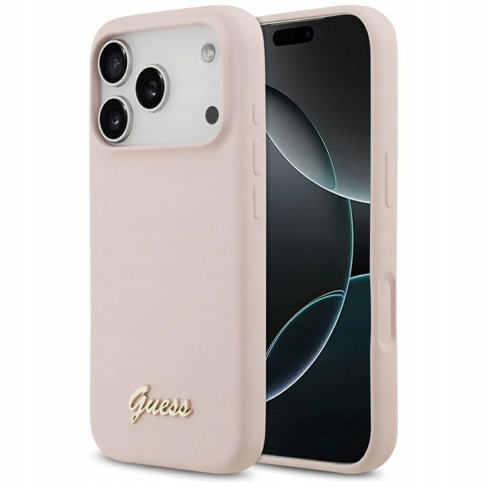 Накладка Guess для iPhone 17 Pro Liquid silicone Gold metal logo (MagSafe), Hard Pink (GUHMP17LSMBSLP). Фото 1