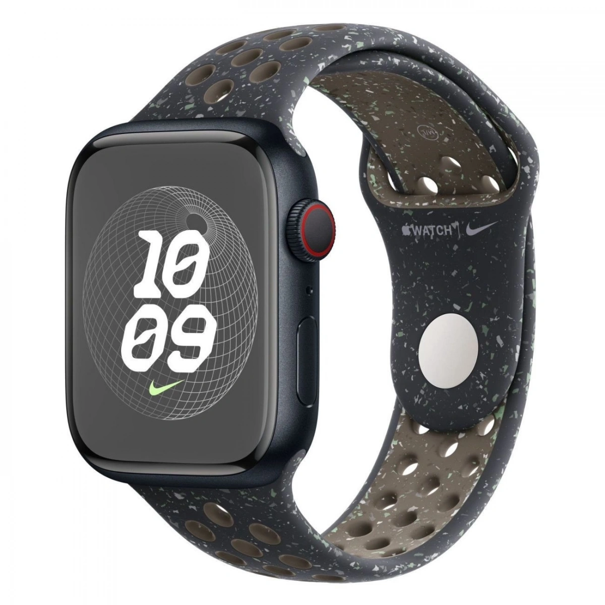 Apple Watch Series 9, 41 мм, алюминий цвета "тёмная ночь", Midnight Sky Nike Sport Band, размер S/M (MR9L3). Фото 1