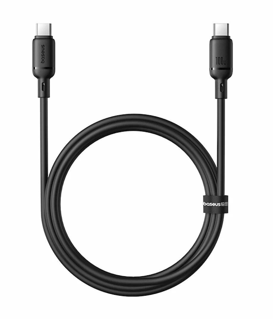 Кабель Baseus Silky Series Type-C to Type-C 100W 1м, Чёрный (P10377704113-00). Фото 1