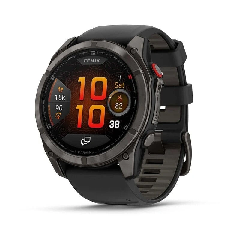 Умные часы Garmin Fenix 8 Pro 51mm, Amoled/Sapphire, Carbon Grey DLC Titanium wiht Black/Pebble Gray silicon Band (010-03199-01). Фото 1