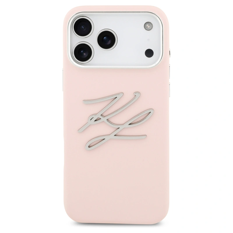 Накладка Lagerfeld для iPhone 17 Pro Max Liquid Silicone Initials Metal Logo & Camera Hard, Pink (KLHCP17XSMCKLMCLP). Фото 3