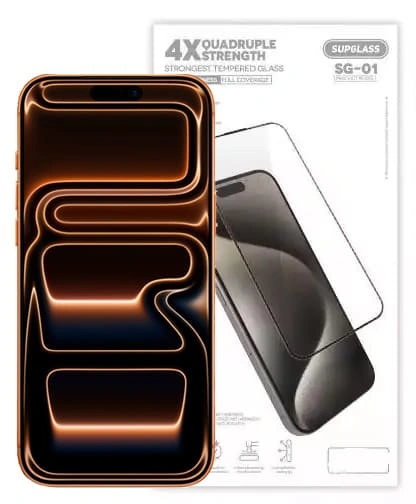 Защитное стекло SupGlass для iPhone 17 Pro Max Strongest Tempered Glass 3D SG-01, Чёрный. Фото 1