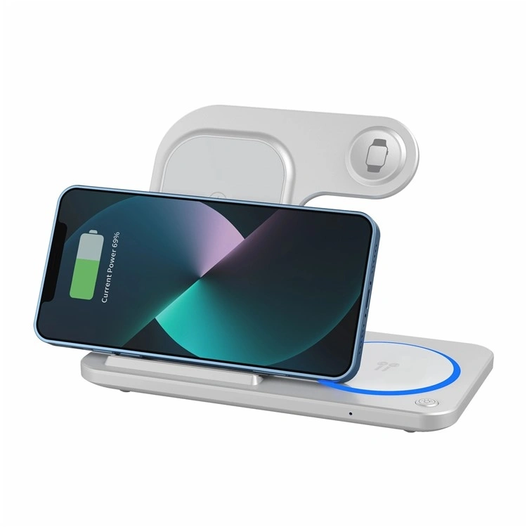 Беспроводное зарядное устройство Wiwu Power Air 3in1 Wireless Charger 15W, Белая (Wi-W020). Фото 3